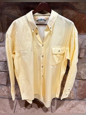 Vintage Yellow Bob Allen Shooting Shirt Men's Large 100% Cotton L/S
